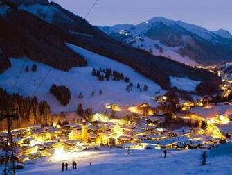 Evening Ski Resort Saalbach Hinterglem Austria Wallpaper And Image