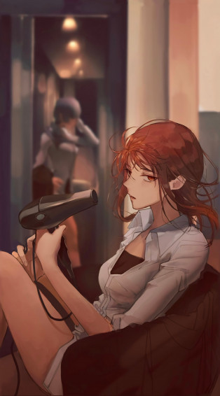 Anime Girls Vertical Hair Dryers Wallpaper Resolution