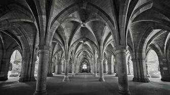 Gray Concrete Pillars Grayscale Photo HD Wallpaper