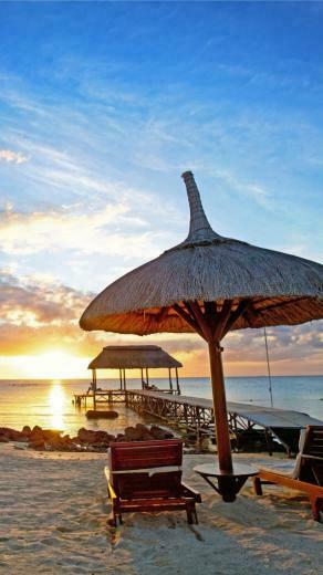 Wallpaper Mauritius Sunset Indian Ocean Beach Sand Travel