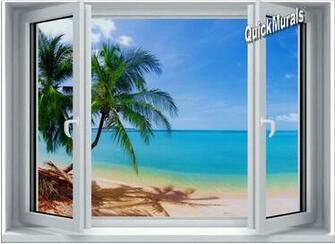 Tropical Beach Window One Piece S Peel Stick Wall Mural