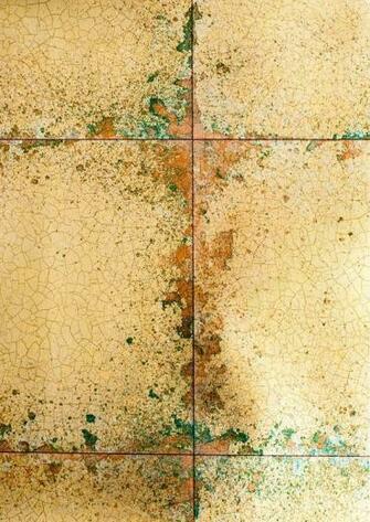 Wallpaper Metallic Gold Tile Wall Paper With Oxidized Copper Patina