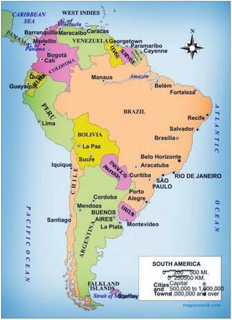 South America Map HD Wallpaper