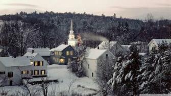 Village Winter Scene Wallpaper