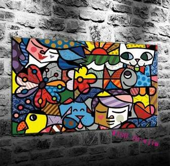 Romero Britto Colorful Art Abstract Background HD S