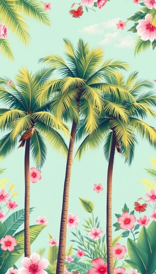 Tropical Preppy Summer Wallpaper
