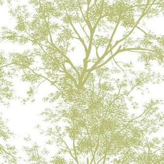 Cream With Green Tree Silhouette Wallpaper Wall Sticker Outlet