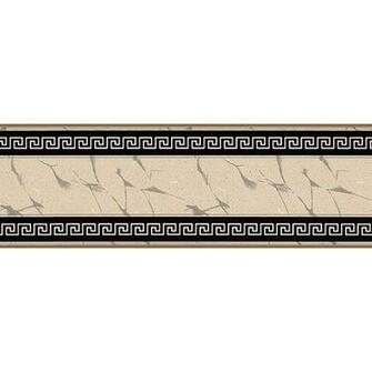 Blue Mountain Greek Key Marble Wallpaper Border Beige And Black