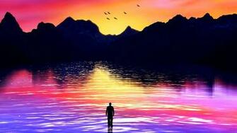 Wallpaper Silhouette Sea Art Mountains