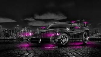 Dodge Viper Crystal City Car Pink Neon HD Wallpaper Design By