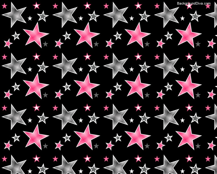 Pink And Black Stars Hearts Wallpaper