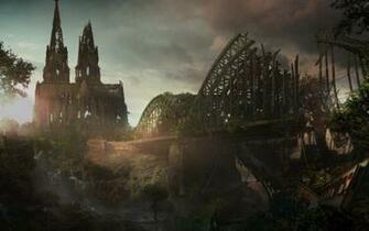 Apocalypse Overgrowth Building Wallpaper