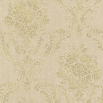 Brewster Avalon Manor Gold Floral Damask Wallpaper