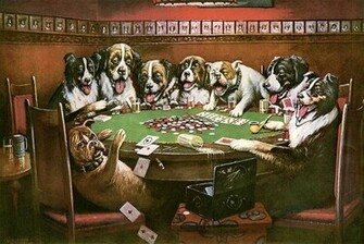 Planet Bizzle Dogs Playing Poker Pool And Football