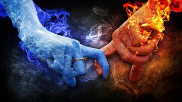 Love Fire Blue Orange Red Hands Smoke 4k Live Wallpaper