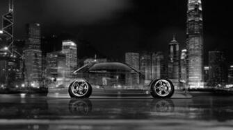 Jdm Tuning Side Crystal City Car Black White Colors 4k Wallpaper