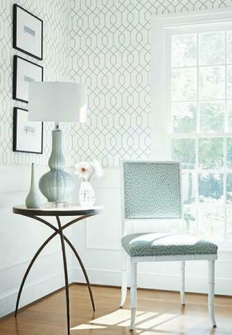 La Farge Wallpaper In Aqua Darien Chair Tanzania Woven Fabric