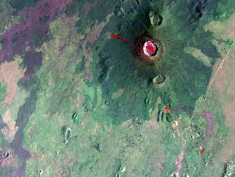 Space Image Nyiragongo Volcano Congo Map With Lava