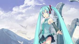 Hatsune Miku Girl Headphones Nature Full HD 1080p Background
