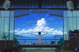 Clouds Eye Test Artwork Seagulls Suitcase Letter Lofi