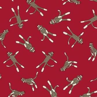Red Sock Monkey Crib Sheet Carousel Designs