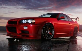 Nissan Skyline Gt R Car Close Up Cloud Red