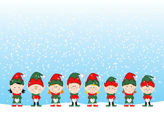On The Third Floor Caroling Elves In Snow