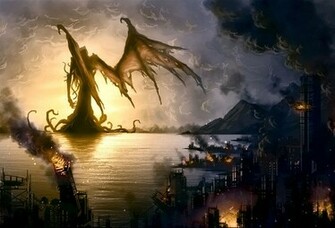 Wallpaper Cthulhu Howard Phillips Lovecraft Monster Art Desktop