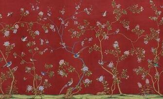 De Gournay Paper Persimmons Pomegranates