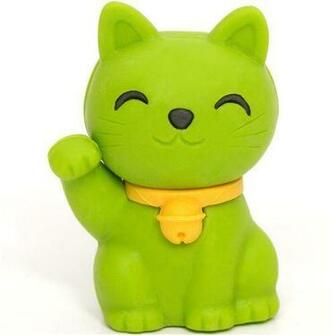 Japanese Good Luck Cat Wallpaper Green Lucky Eraser Maneki