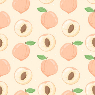 Vector Seamless Pattern With Flat Ripe Peach Nectarine Leaves Wallpaper