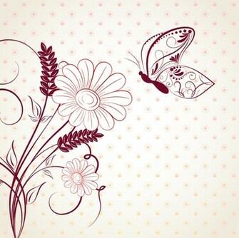Drawing Cute Abstract Floral Background Beautiful Flowers