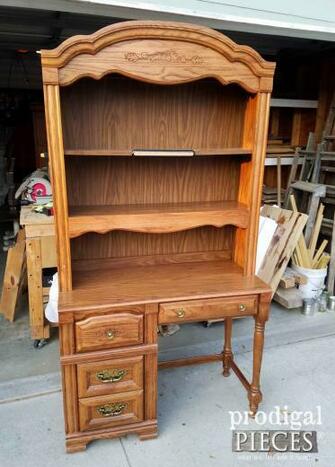 Broyhill Hutch Desk Refreshed With Removable Wallpaper Prodigal