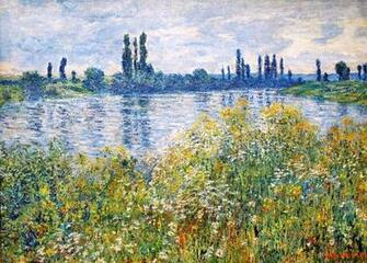 On The Banks Of Seine Near Vetheuil Claude Monet Wikipaintings Org