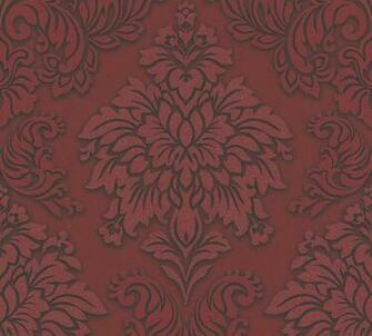Non Woven Wallpaper Baroque Bordeaux Black Glitter