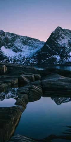 Evening Sunset Lake Mountain Nature Wallpaper