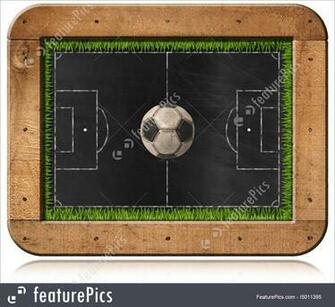 Sport Games Blackboard With Football Field And Ball Stock