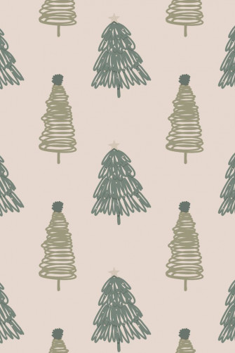 Boho Christmas Digital Paper Sage Green Trees