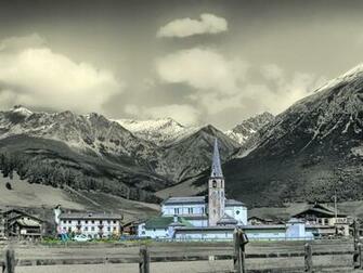 Teal Mansion And Tundra Mountain Panoramas Livigno HD Wallpaper
