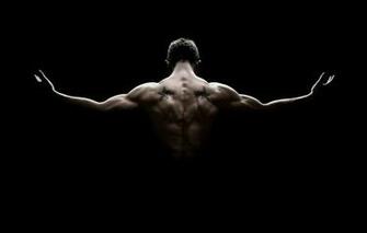 Wallpaper Man Muscles Pose Back Strength Shadow Image For