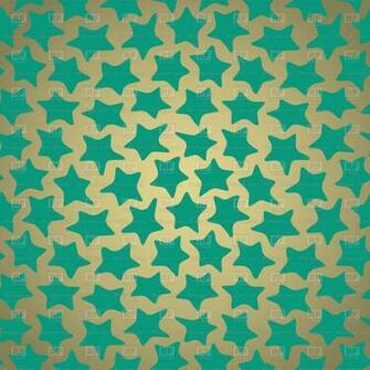 Seamless Starry Pattern With Green Stars On Goldish Background