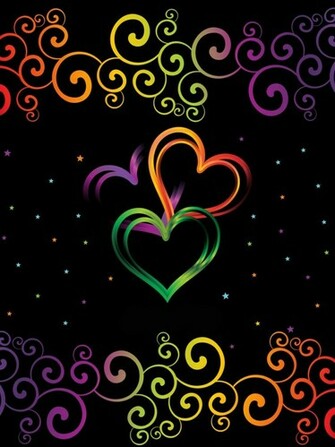Colorful Hearts On Black Background Elsoar
