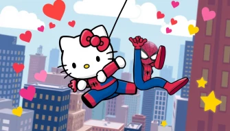 Hello Kitty And Spider Man Wallpaper