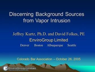 Discerning Background Sources From Vapor Intrusion Jeffrey Kurtz
