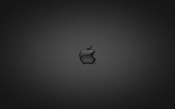 Apple In Glossy Black Desktop Wallpaper
