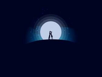 Couple Love Moon Night Romantic Mood Wallpaper Minimalist