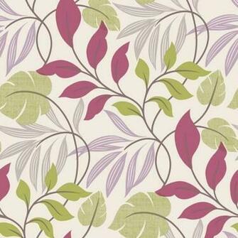 Eden Purple Modern Leaf Trail Wallpaper Contemporary