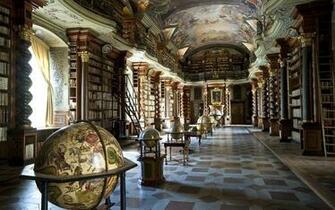 Library Books Columns Ceiling Painting Sculpture Globes Room Rooms