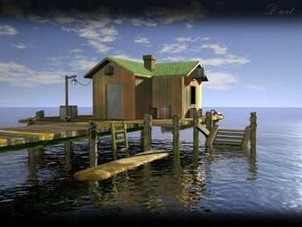 Computer Desktop Wallpaper Boat House 3d Digital Art Nature