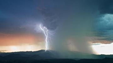Nature Landscape Clouds Sky Lightning Storm Rain Hill